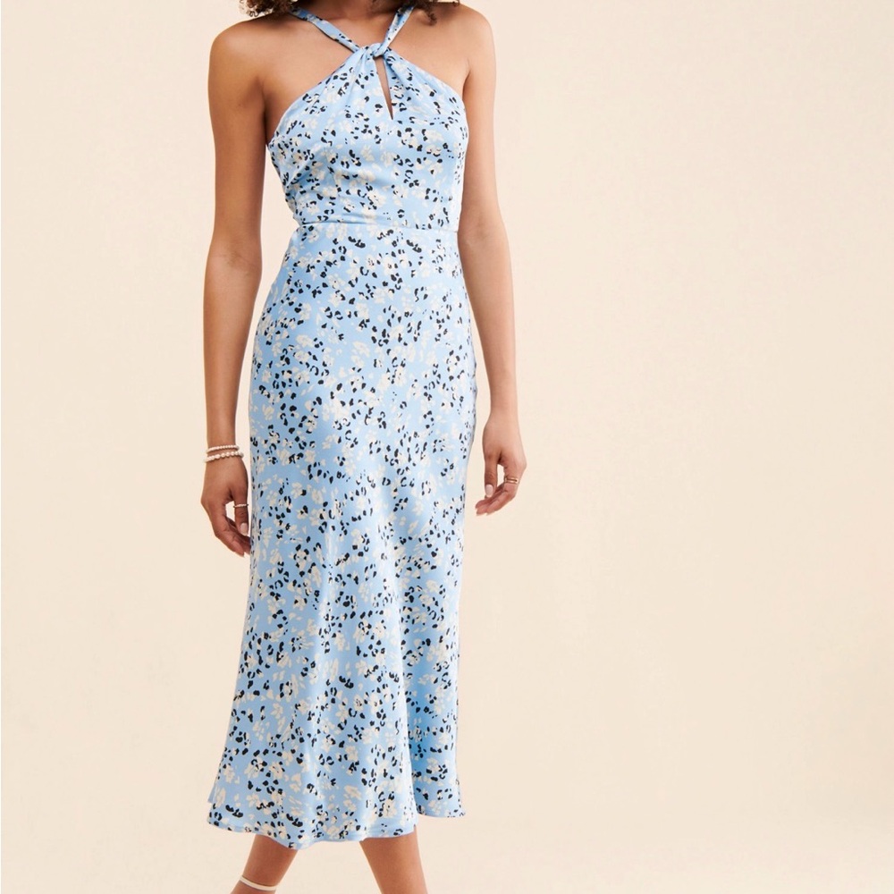 ASTR The Label Sandrine Midi Dress Soft Blue Halter
